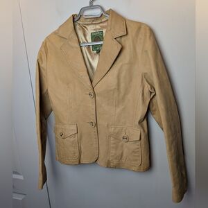 FABRIC LIFE Vintage 90" Women Leather Jacket Beige Size Medium Front Pockets